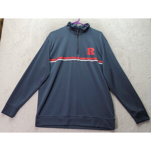 Rutgers University Sweatshirt Men Large Dark Gray‎ Polyester Long Sleeve 1/4 Zip